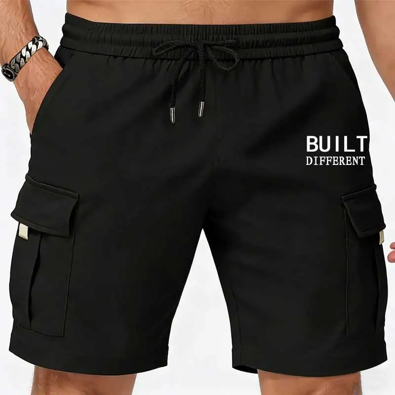 2026 Mens Cargo Shorts Summer Outdoor Letter Print Short Pants Multi Pocket Casual Utility Style Big Size Short Durable Fabric