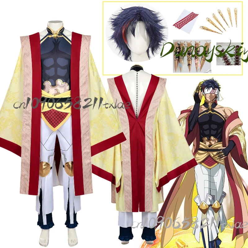 Qin Shi Huang Cosplay Costumes Wig Props 3D Record Japanese Of Ragnarok Boys Valkyrie Finger Nail Protection Fake Tattoo Stage