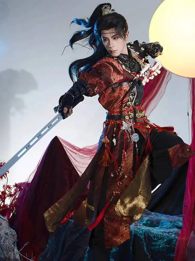 Red Flame Hanfu, Martial Arts Style, Ancient Style, Suitable For Both Men And Women, Winter, Fish Tail Clothing