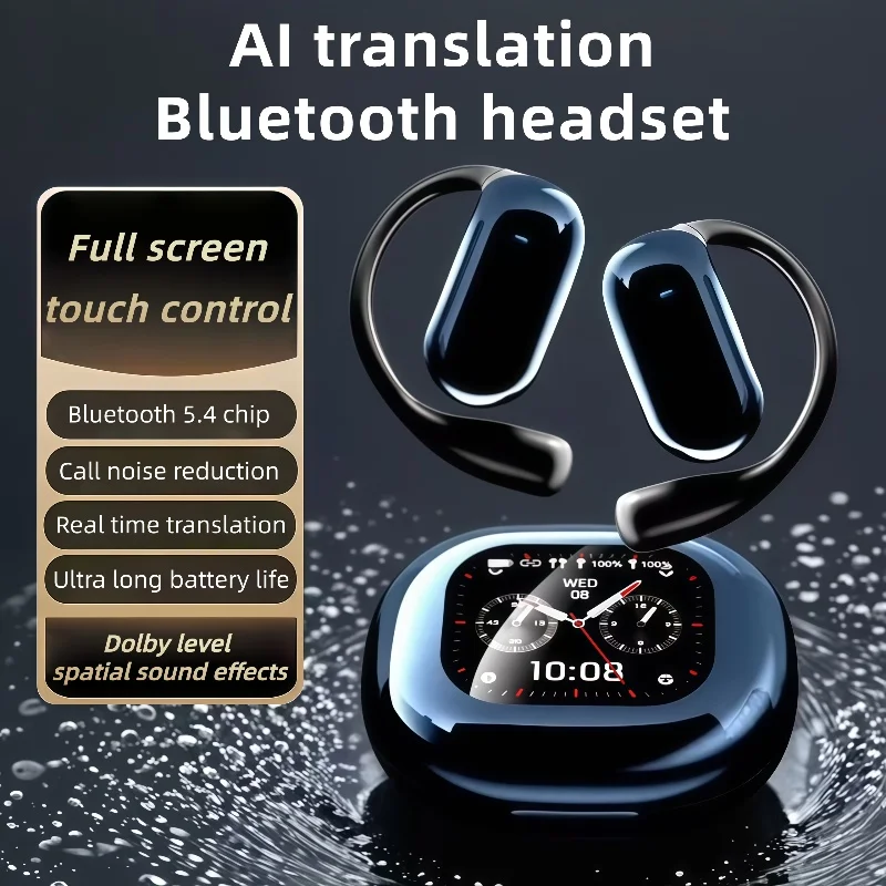 Q16S AI Translation Real Time Translator Earbuds 140 Languages & Accents Bluetooth 5.4 Translating Earphones Waterproof IPX5