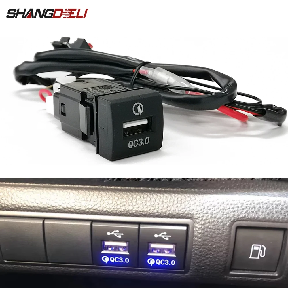 12V/24V Car Single USB QC3.0 Charger Phone Charging Adapter Socket Fit For Toyota Prado Rav4 Camry Corolla 2018-2022