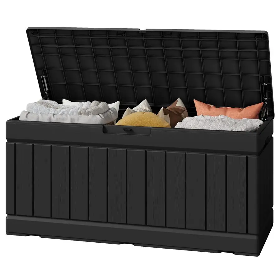 Outdoor Storage Box 82 Gallon Storage Bin with Lid for Patio Furniture, Garden Tools, Pool Supplies, Waterproof and UV Resistant