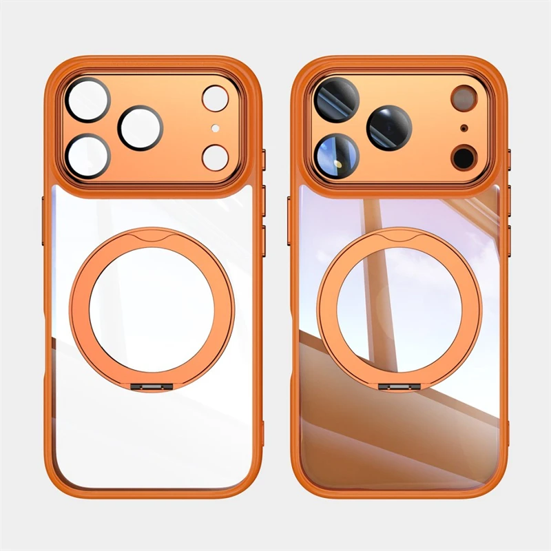 Metal Ring Stand Magnetic Case for Magsafe IPhone 17 Air 16 E 14 13 15 Pro Max Plus 17Air 17Pro 16E Mac Safe Holder Phone Cover