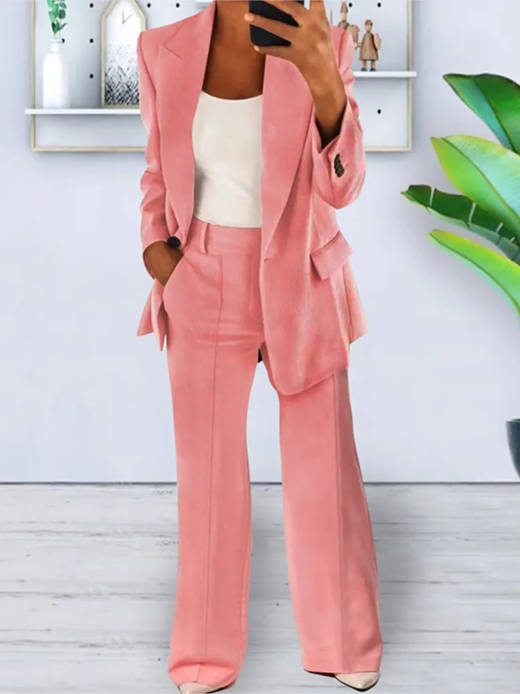 Autumn Fashion New Women's 2PCS Pants Sets Business Office Ladies Formal Blazer And Pants Sets Tracksuit Sets Female Outfits