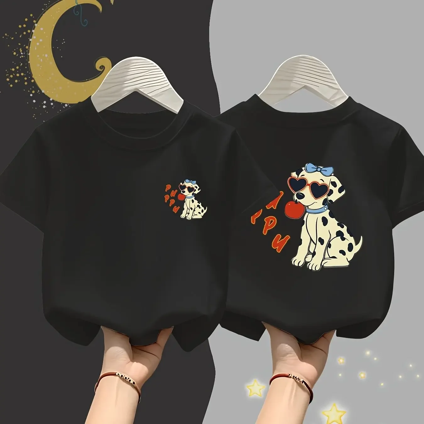 1-14 Year Old Youngsters' Short Sleeve T-Shirt, Summer Clothing for Boys and Girls Comfortable Pure Cotton Top, Cute Dalmatian