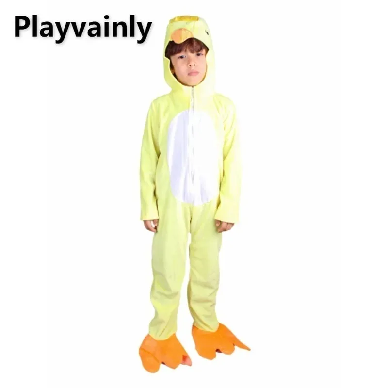 Children's School Uniform Animal Pajama Party Boy Girl Cartoon Duck Zipper Hooded Rompers Kids Halloween Stage Costume A34764