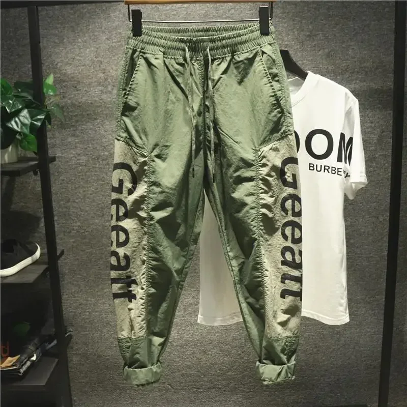 Cargo Pants for Men Summer Black Trousers Man Harem Joggers Green Emo Casual Big Size Clothing Fashion Street Large Cheap Cotton