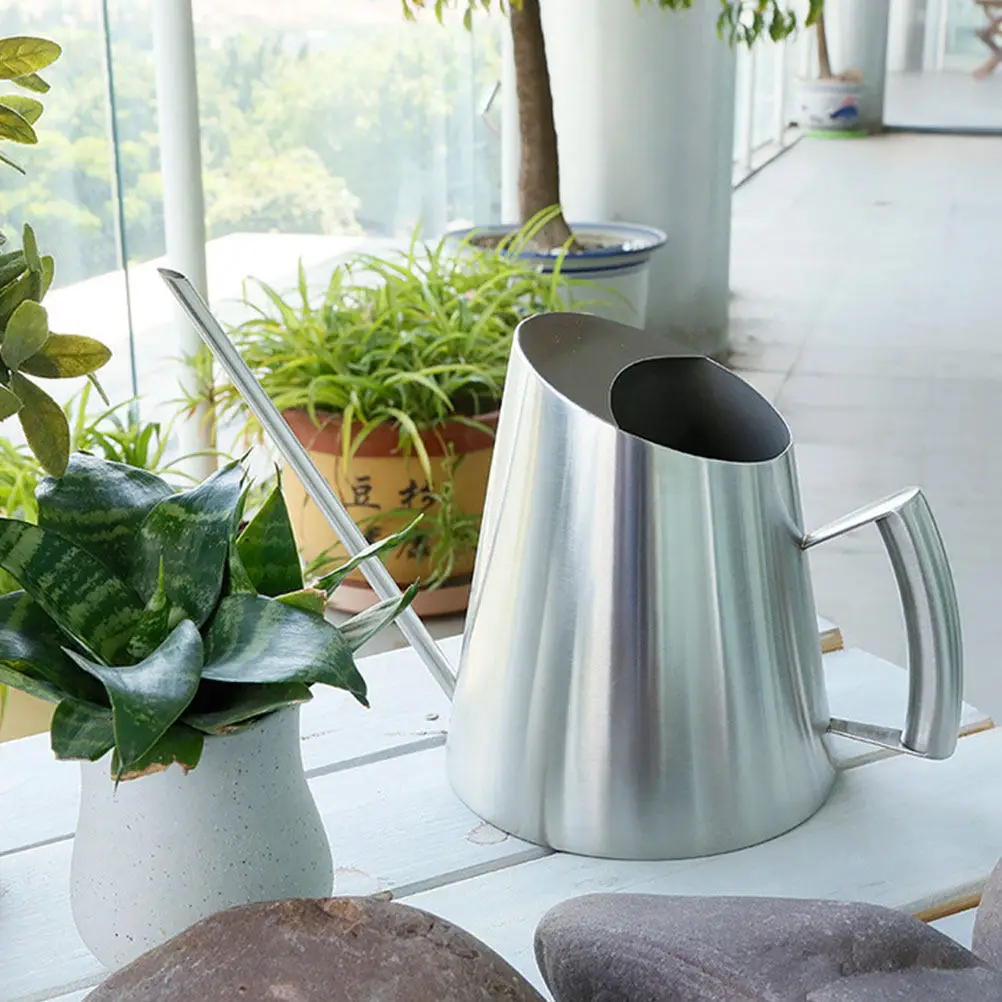 1Pcs Plant Watering Can Stainless Steel Durable Large Capacity Gardening Water Pot Indoor Outdoor Flower Watering Tool