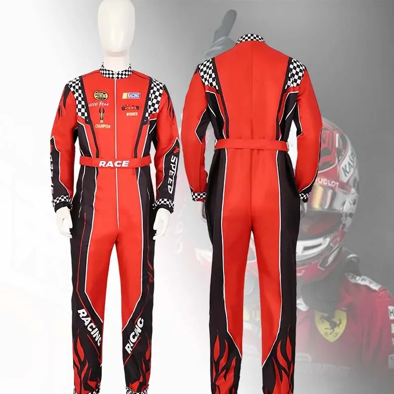Boy Racer Cosplay Costume Red Classic One-Piece Training Racing Uniform Suit Children Hallo Karting Jersey Clothes Adult Kids R
