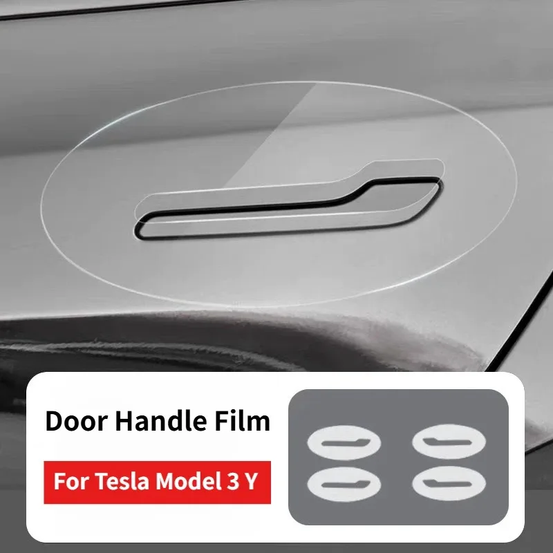 For Tesla Model 3 Model Y 2017-2025 Door Handle Scratch Protector - Inverted Door Handle Paint Protective TPU Film Car Clothing