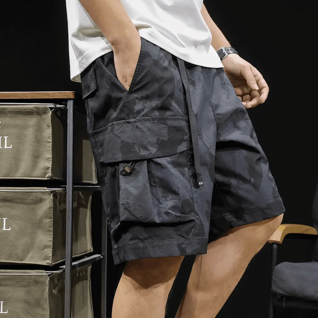 With Pockets Camo Camouflage Bermuda Half Long Oversize Wide Draw String Male Short Pants Baggy Men's Cargo Shorts Loose Nylon