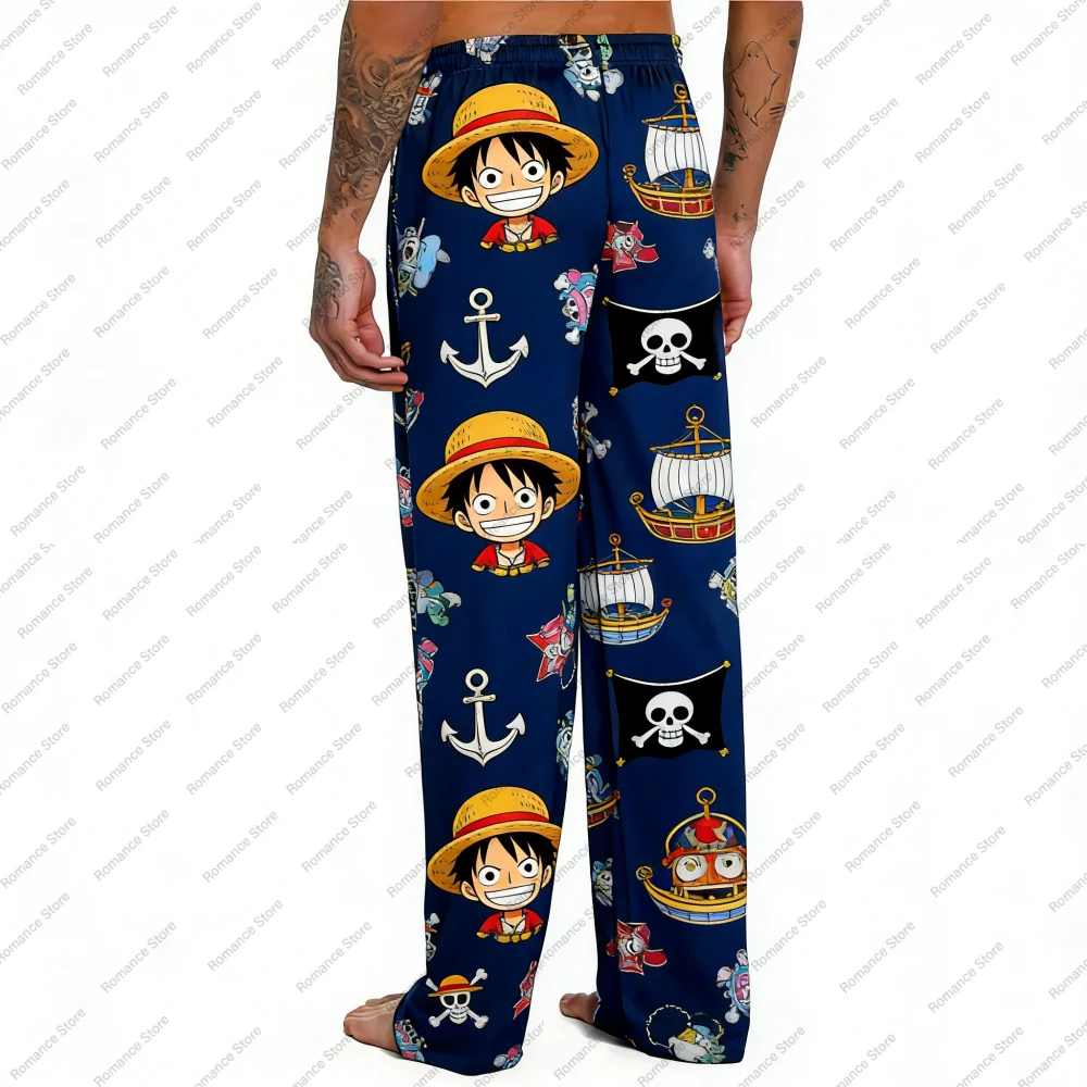 Bandai One Piece Milk Silk Jolly Roger Anime Full Over Print Adult Kids Pajama Pants Summer Quick-dry Comfy Lightweight Pants