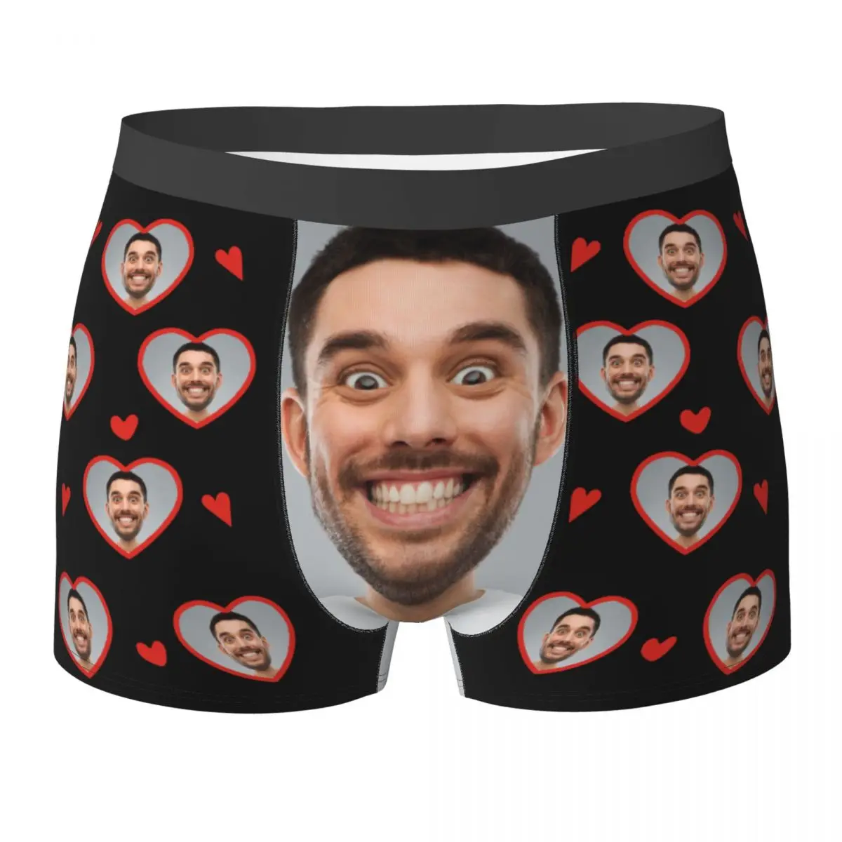 Man Personalize Boxer Face Custom Photo Long Underwear Funny Boxer Briefs Shorts Panties Homme Soft Underpants S-XXL