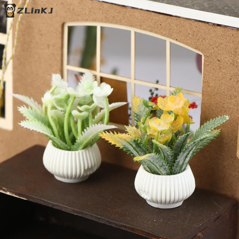 ▶1Pcs Simulation Potted Plants Model 1/12 Dollhouse Home Decoration Micro Landscape Plants Ornaments Dolls House Accessories