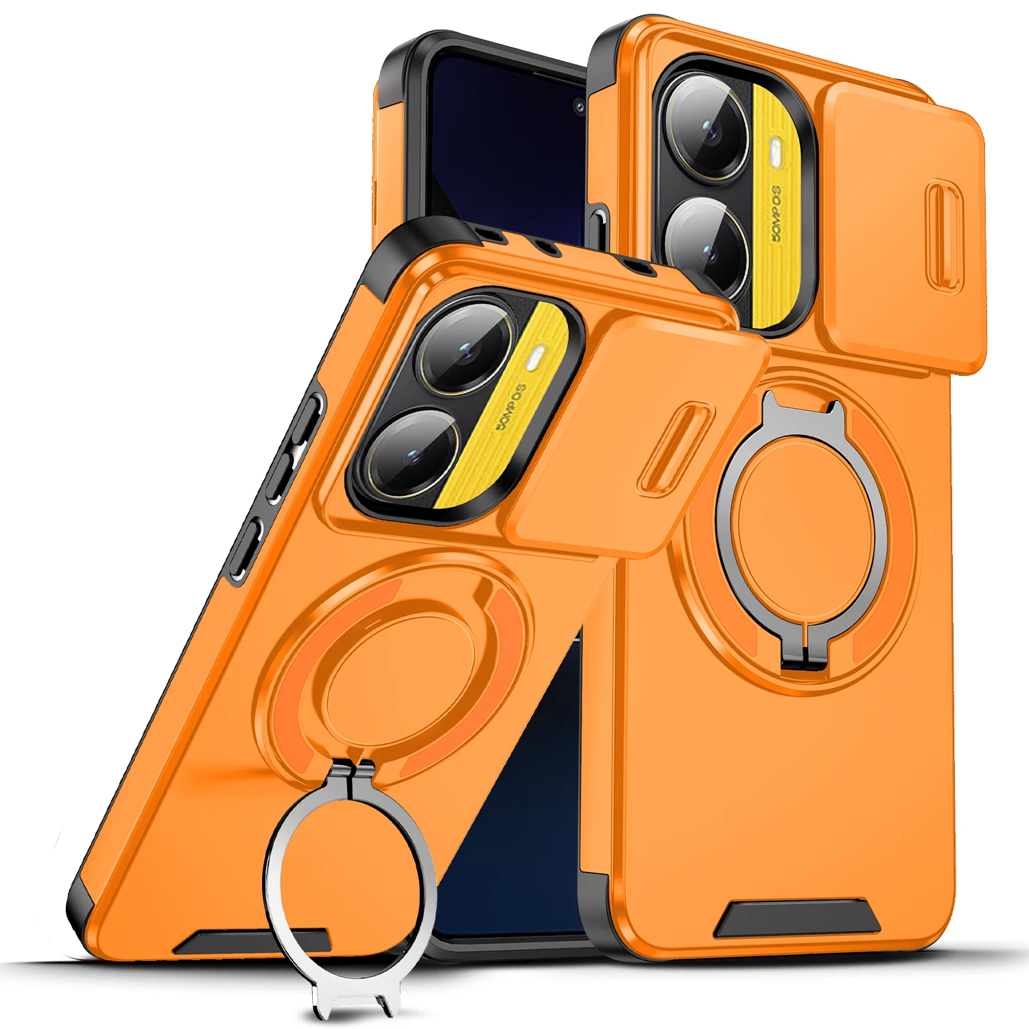 For Xiaomi Poco X7 F7/Redmi Turbo 4/Redmi K80 Ultra K80 Pro Sliding window rotating ring holder magnetic charging phone case