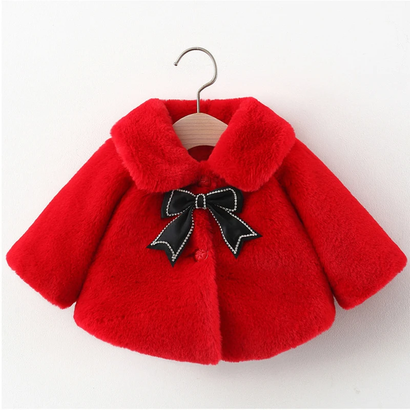 2025 New Winter Jacket For Baby Girl Clothes Fashion Christmas Princess Cloak Autumn Warm Faux Fur Girls Coat Plush Baby Outwear