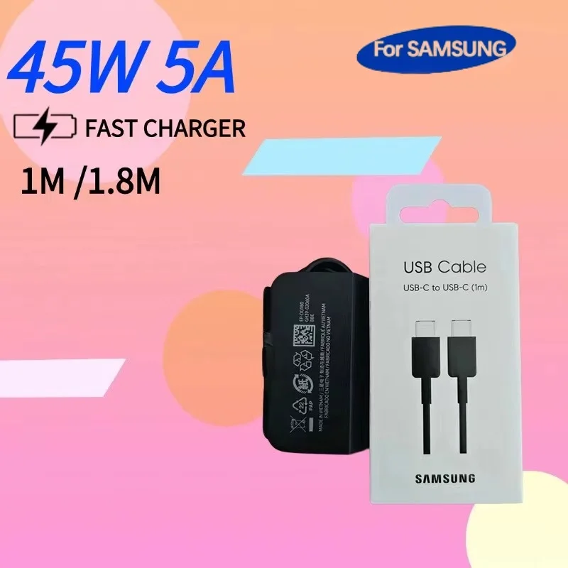 5A Pd Usb Cable Samsung 45W Type C To Type C Super Fast Charging Cabel Galaxy S24 S23 S22 Ultra S20 S21 S23 FE A55 Charger Cord