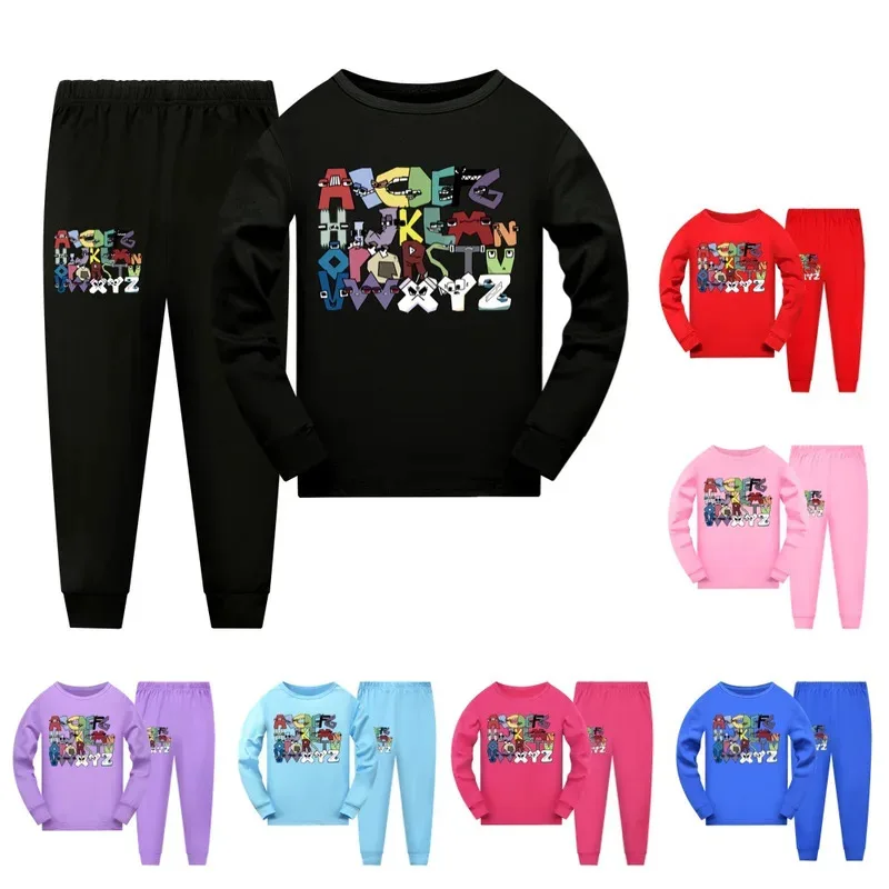 Boys Alphabet Lore Pyjamas Sets Girls Pajamas Suit Autumn Spring Kids Long Sleeve Homewear Children's Clothing Sleepwear