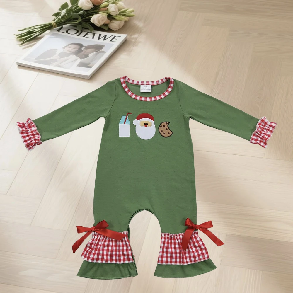 11.12 Baby Girls rompers Baby Girls Christmas santa milk cookie rompers