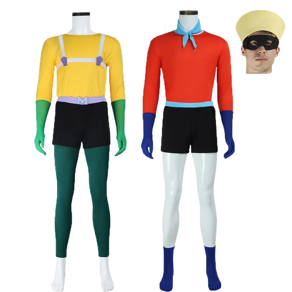 2025 Cartoon SpongeBaby Mermaid Man Cosplay Costume Yellow Red Clothes Set Men Halloween Clothing Outfits Carnival Party Suits