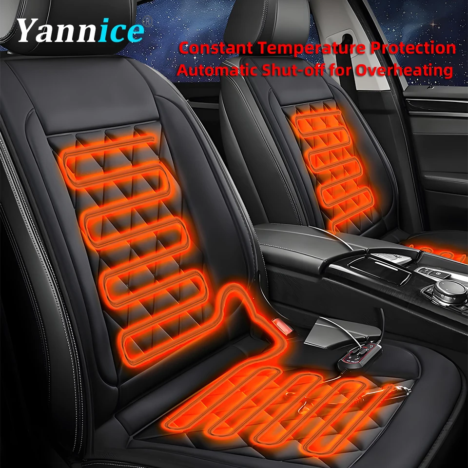 12V Universal Car Heated Seats Cushion Fast Heating Car Seat Covers Warm Winter Car Accessories Heating Pads Available Black&Red