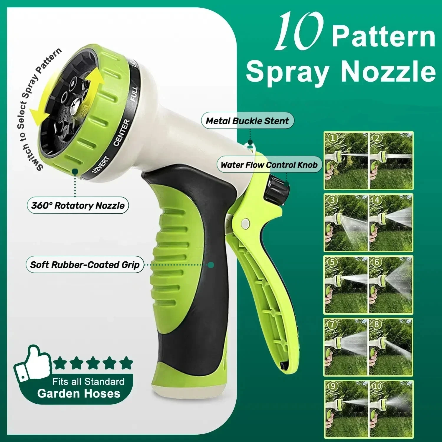 50ft 304 Stainless Steel Garden Hose Metal, Heavy Duty Water Pipe with Nozzles for Yard, Outdoor - Flexible, Never Kink & Tangl