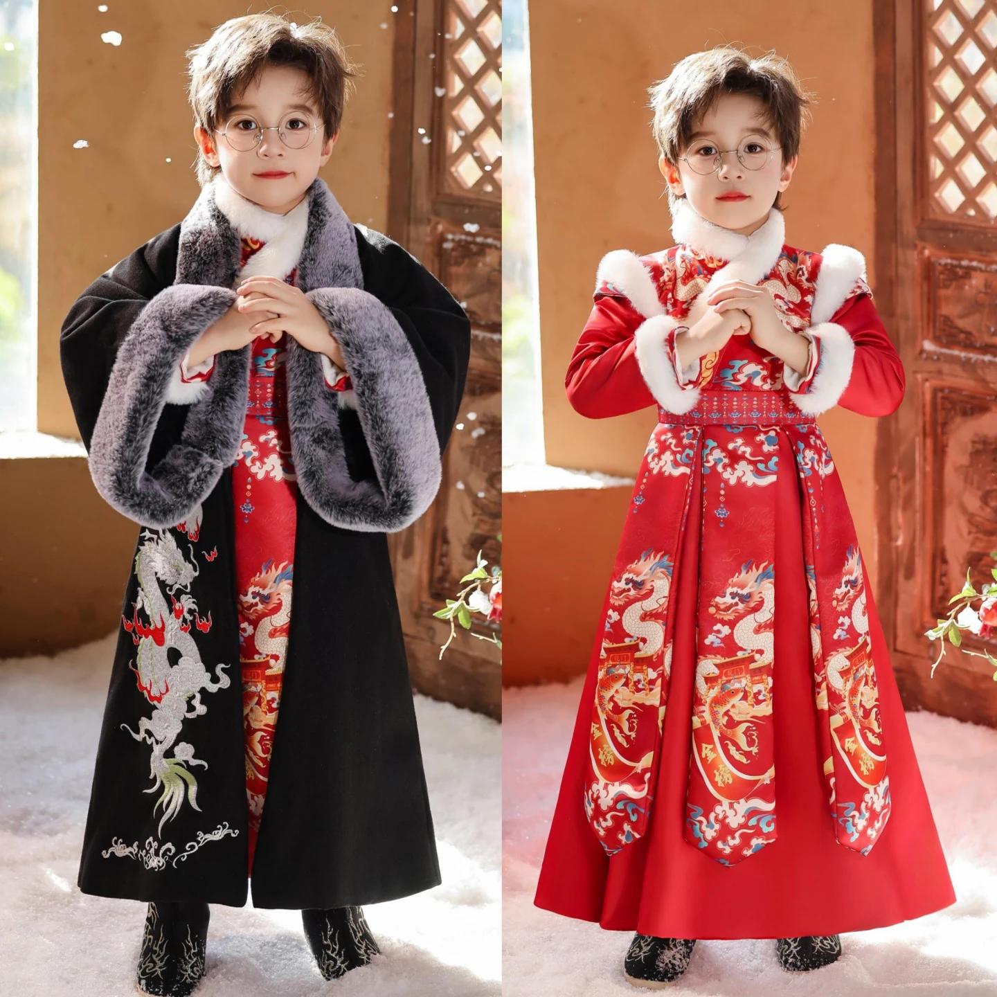 Winter New Boys Hanfu Young Masters Stage Outfit Chinese Robe Baby Tang Suit Children Ancient Chinese Kids 2026 New Year Clothes