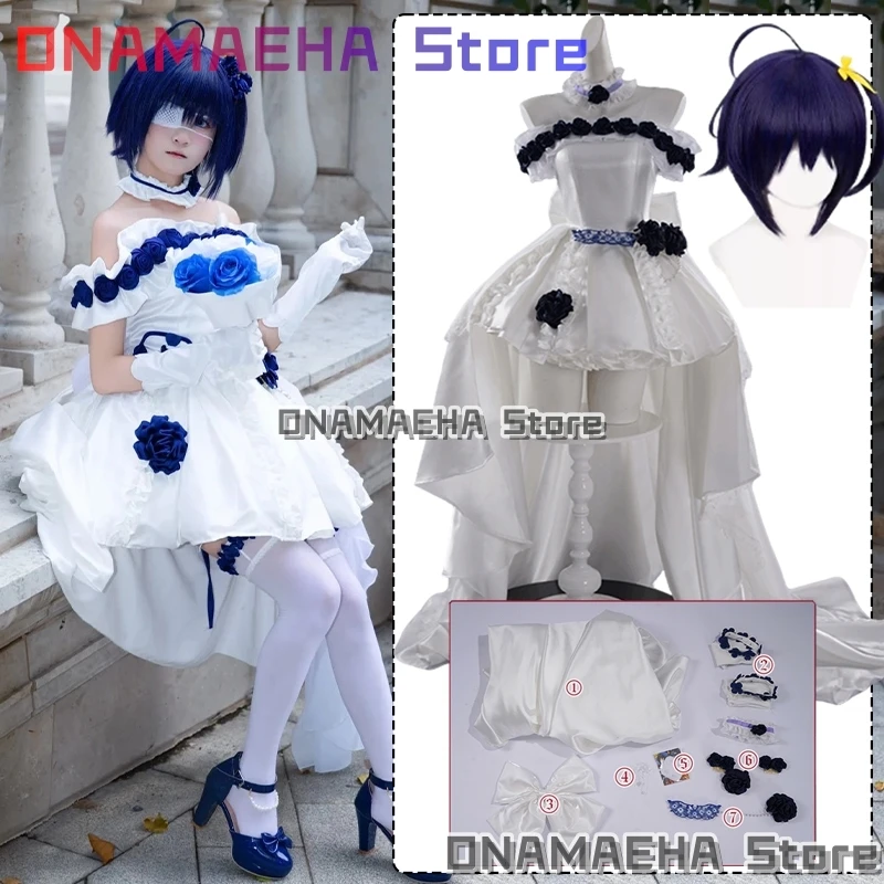 ONAMAEHA@Anime Takanashi Rikka Cosplay Costumes Night Rose Wedding Dress Girl Uniforms With Eye Mask Halloween Party Dress Up