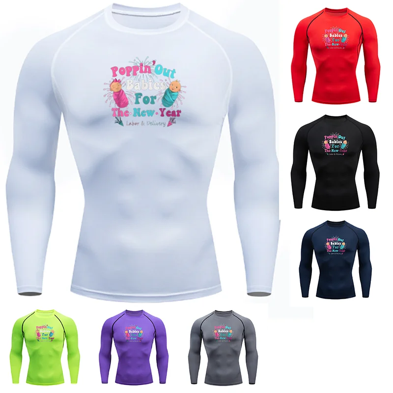 Men's Compressed Shirt Sports Quick Drying Fitness T-shirt Tight Sweat-Absorbent Jogging Cycling Outdoor 7 Colors Long Sleeve