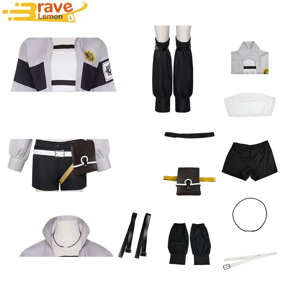 GACHIAKUTA Riyo Reaper Cosplay Costume Coat Shorts Necklace Wig for Women Girls Disfraz Clothing Halloween Carnival Party Suit