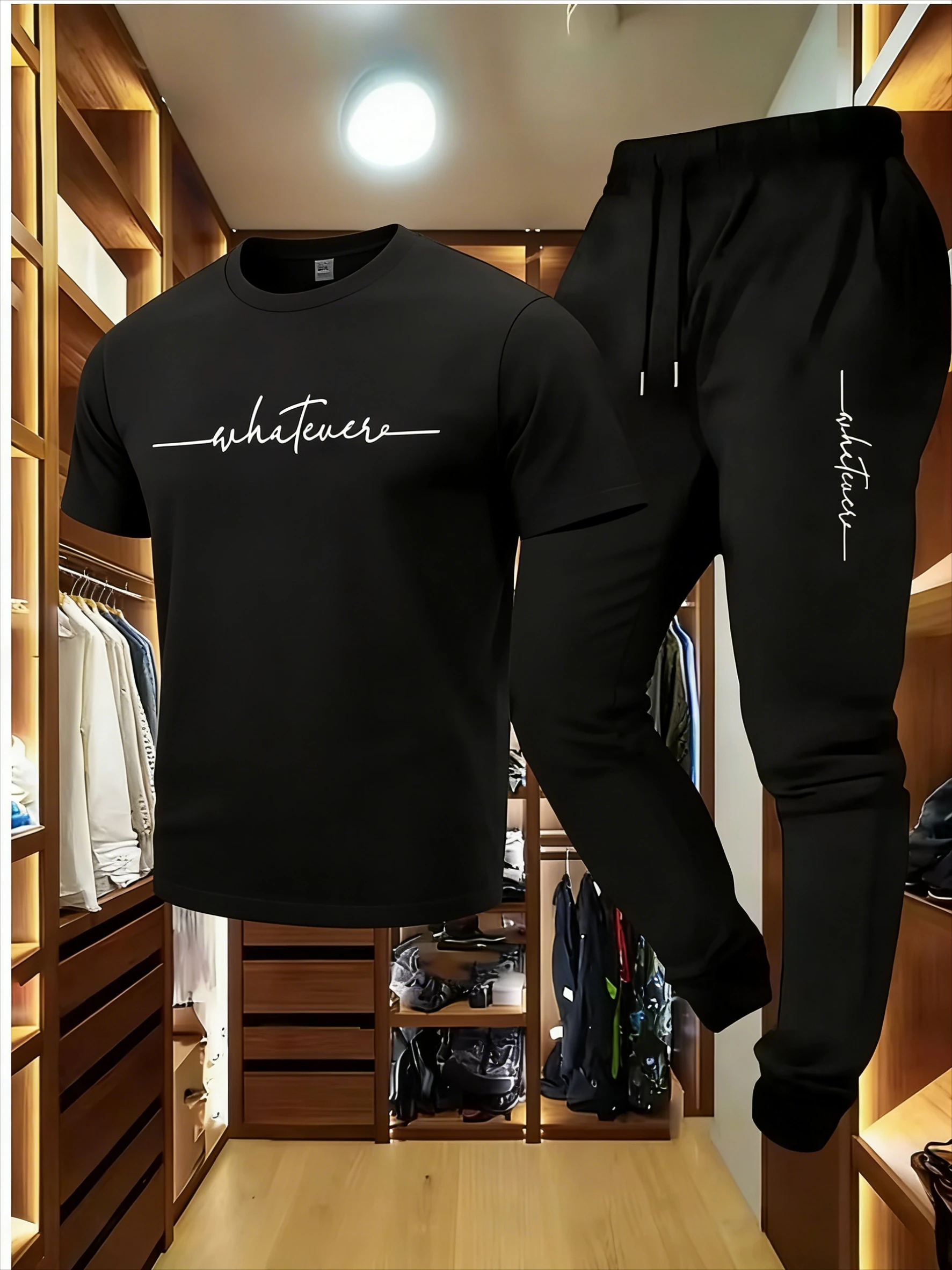 New style sporty T-shirt printed sporty casual suit men's clothing sportswear two-piece set mens clothes tracksuit sweatpants