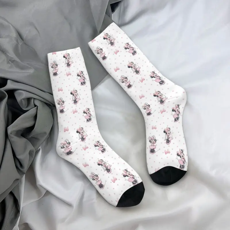 Custom Cute Mens Funny Minnie Mouse Dress Socks Unisex Breathbale Warm 3D Printing Crew Socks
