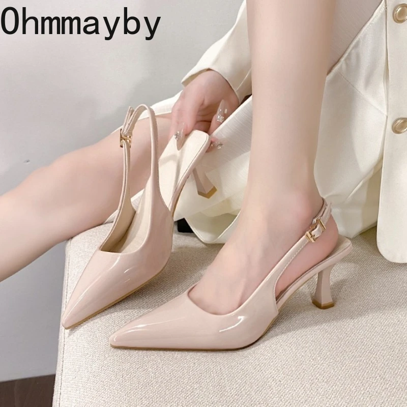 Designer Summer Thick Heel Women Sandals Fashion Cover Toe Buckle Strap Stripper Party Ladies Singbacks Sandalias Shoes