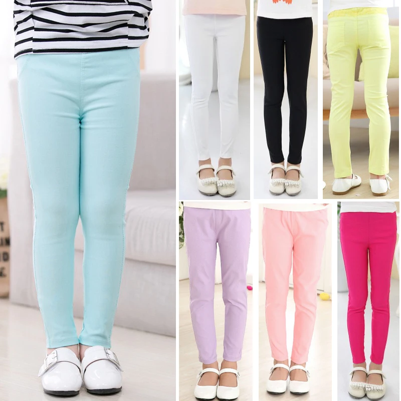 1pcs Spring Summer Girl Pencil Pants Elastic Thin Baby Legging Slim Fit Children's Leggings Autumn Kids Imitation Jeans Trousers