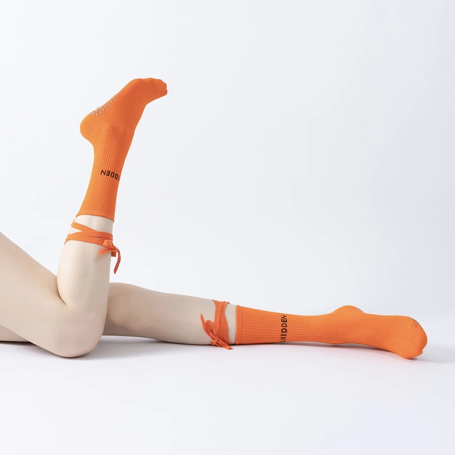 Women Bandage Yoga Socks Cotton Non-slip Silicone Dance Pilates Ballet High Strap Grip Lace-Up Slipper Socks Breathable