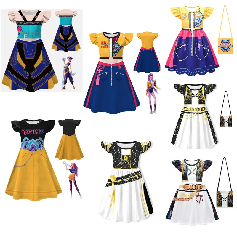New Movie K-POP Demon Hunters Cosplay Costume for Kids rumi zoey mira Dress Halloween Anime Hunter Girls Dress