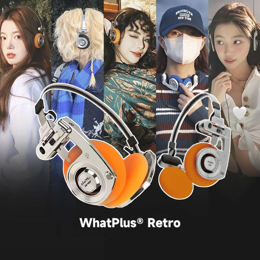 2026 WhatPlus RETRO R3 Bluetooth Earphones Headworn Wireless Portable Small Classic Fashion Headset 40mm Dynamic-unit Headphones