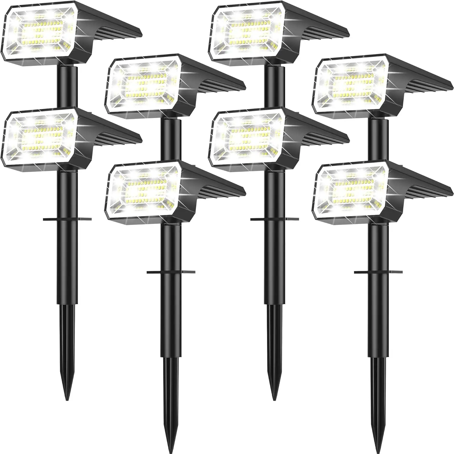 8 Pack Solar Spot Lights Outdoor Waterproof IP65, 100 LED 4 Modes Auto On/Off for Yard Garden Pathway Cool White