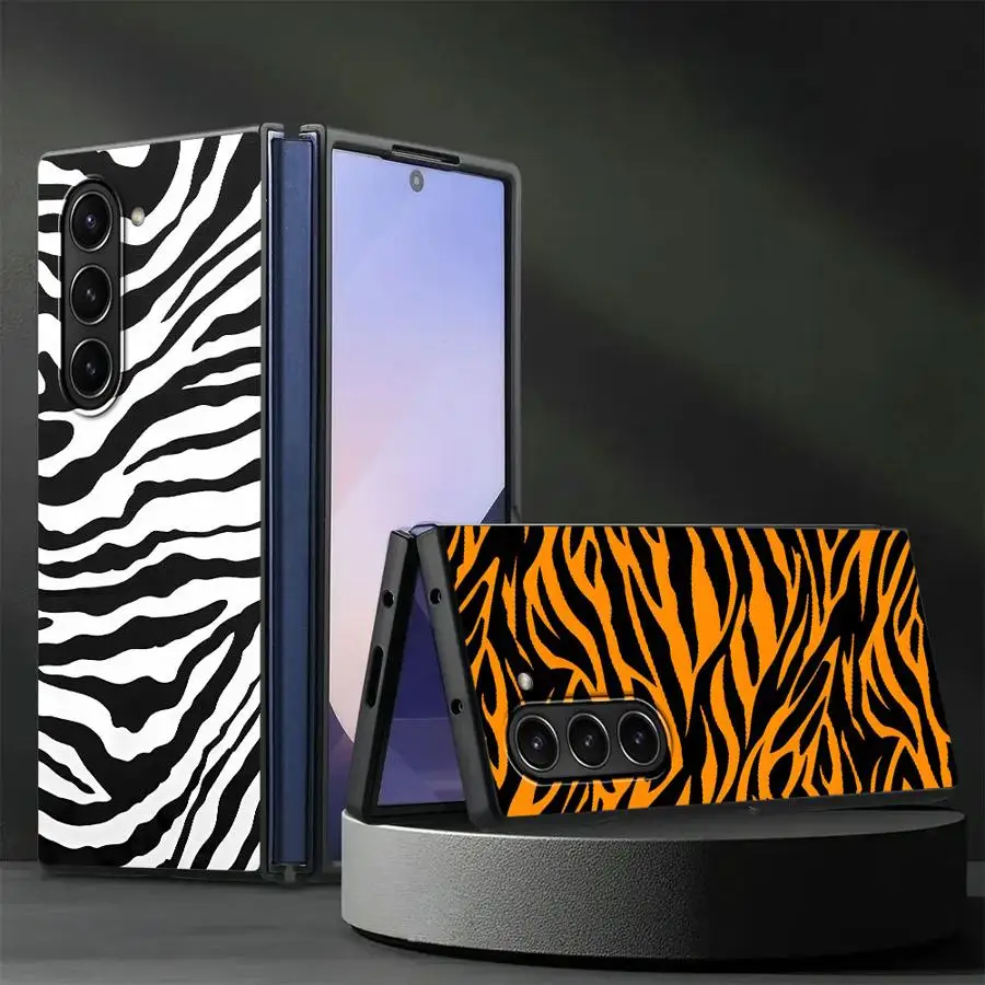 Zebra Striped Sunflower Back Phone Cover Case for Samsung Galaxy ZFold3 ZFold5 Z Fold 7 6 5 4 3 ZFold6 ZFold4 ZFold7