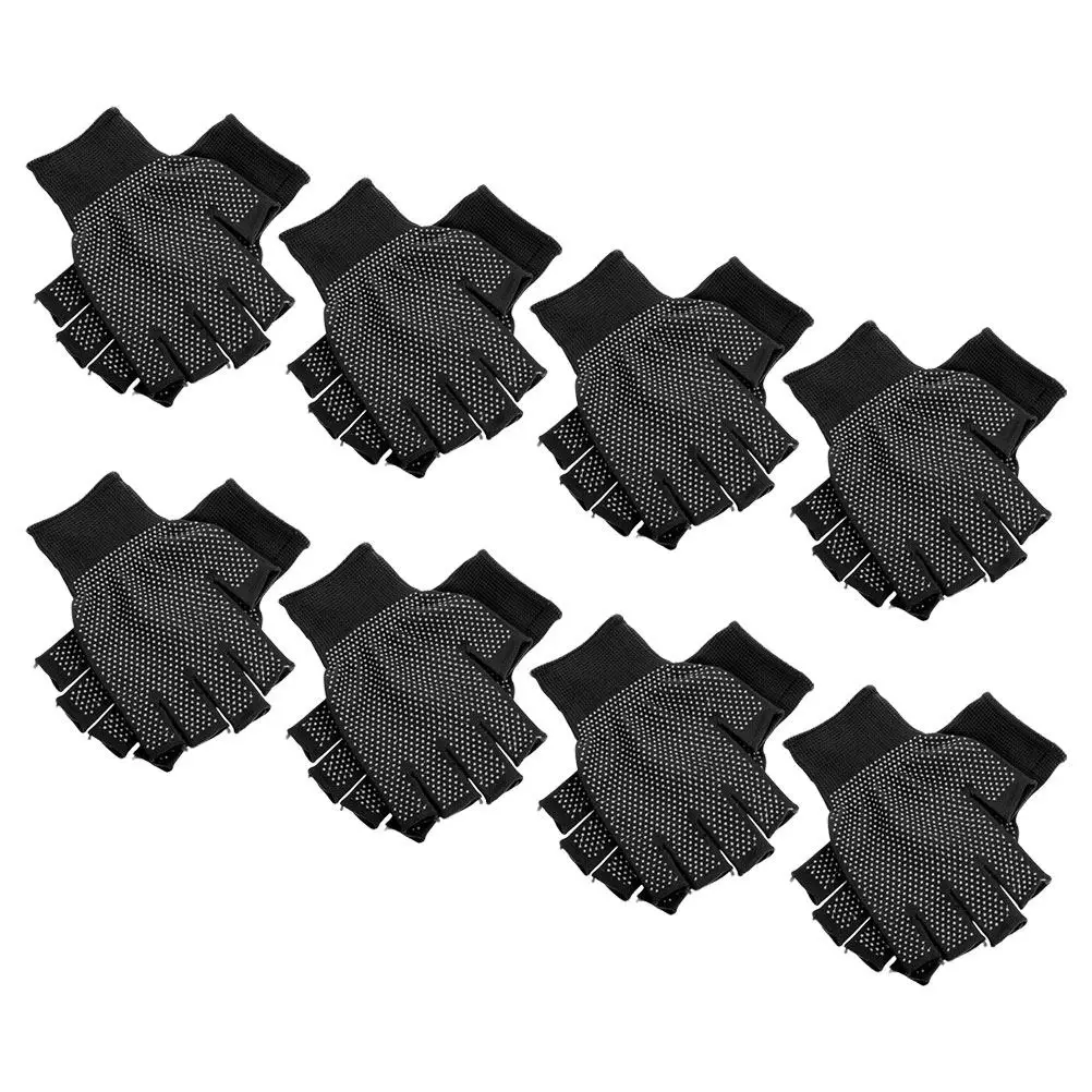 8Pairs Fingerless Work Gloves Non Slip Breathable Half Finger Gloves for Outdoor Gardening Industrial Tasks Firm