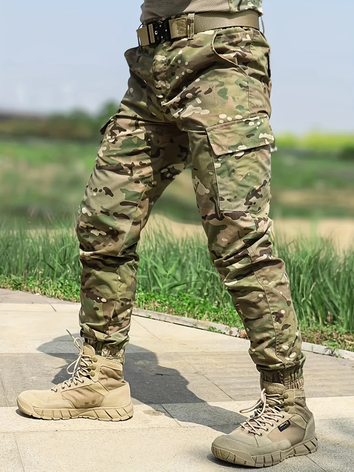Tactical Military Camouflage Cargo Pants Men Outdoor Combat Training Army Style Multi Pocket Loose Fit Joggers Streetwear Casual