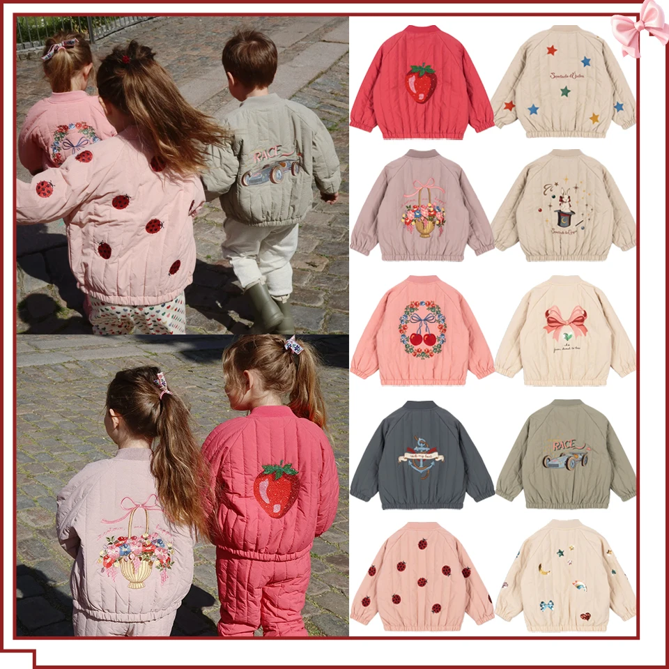 2025 KS Cartoon Heavyweight Outwear Winter Baby Boys Kids Embroidery Lambswool Jacket Coats Girls Cute Sequin Cotton Fleece Coat