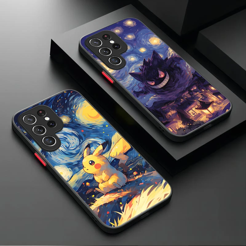 Pokemon Gengar Pikachu Case For Samsung Galaxy S25 Ultra S24 S23 Plus S22 S21 FE A04S A56 A36 A26 A16 A06 A55 A35 A25 A15 5G