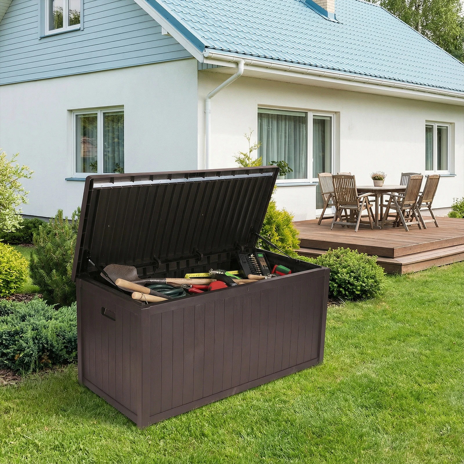 Large Organization and Storage Box UV-Resistant Storage Container Waterproof for Furniture Outdoor Cushions Garden Tools