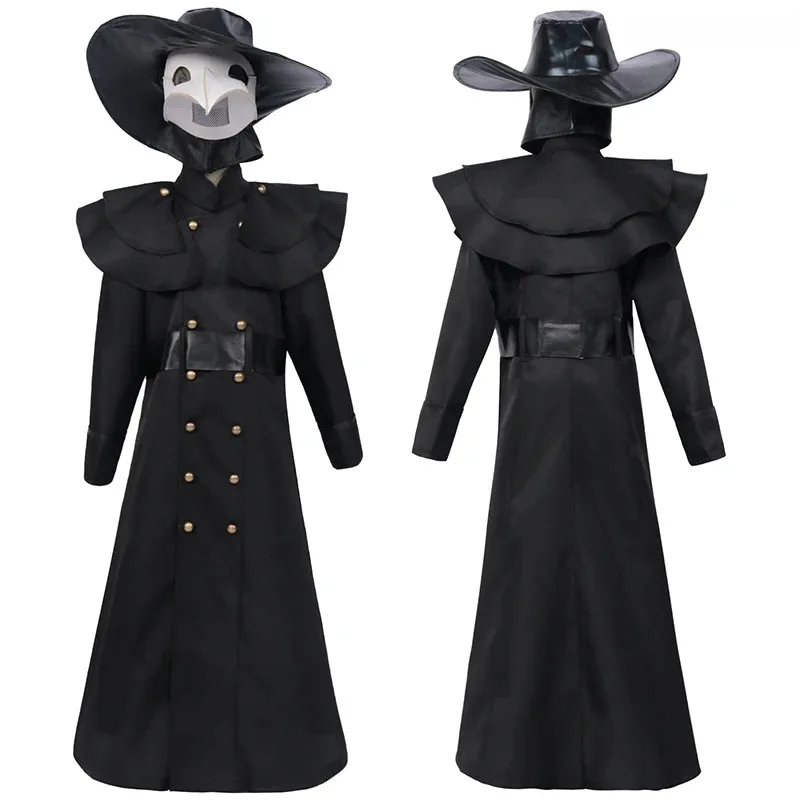 Adult Kids Halloween Costume Medieval Hooded Robe Plague Doctor Bird Cosplay Horrord Monk Steampunk Carnival Masquerade Cloakv;6
