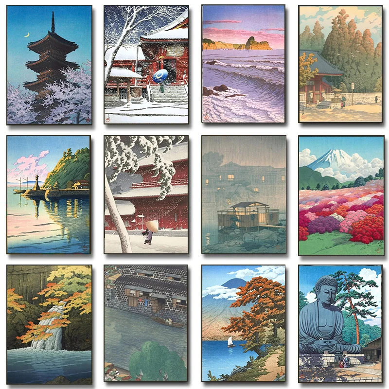 Kawase Hasui Artwork Posters and Prints Retro Japanese Landscapes Canvas Painting Wall Art Pictures for Room Office Home Decor