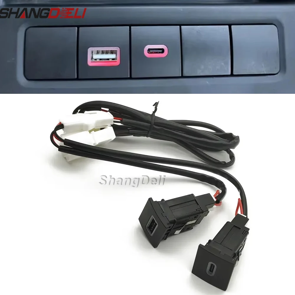 Car Charger Socket Dual USB PD Type C Charging Outlet Power Adapter Phone Charger For VW Golf 6 MK6 Jetta Scirocco 2006 - 2012