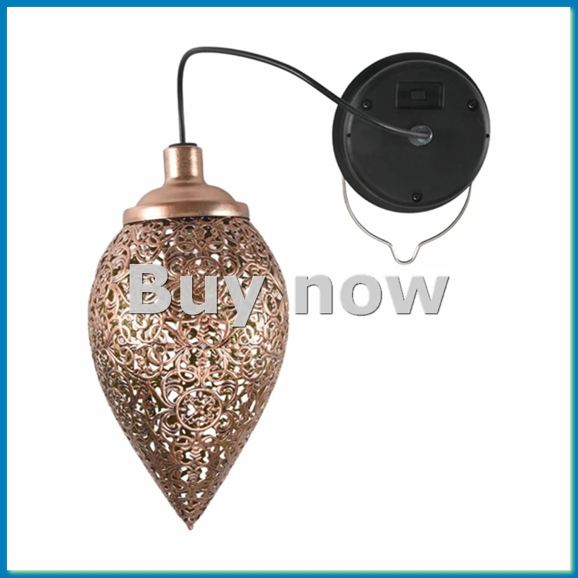 Solar Powered LED Moroccan Hanging Lantern Retro Moroccan Pattern Projection Lamp Outdoor Garden Decor Fairy Light Kit-ABHG