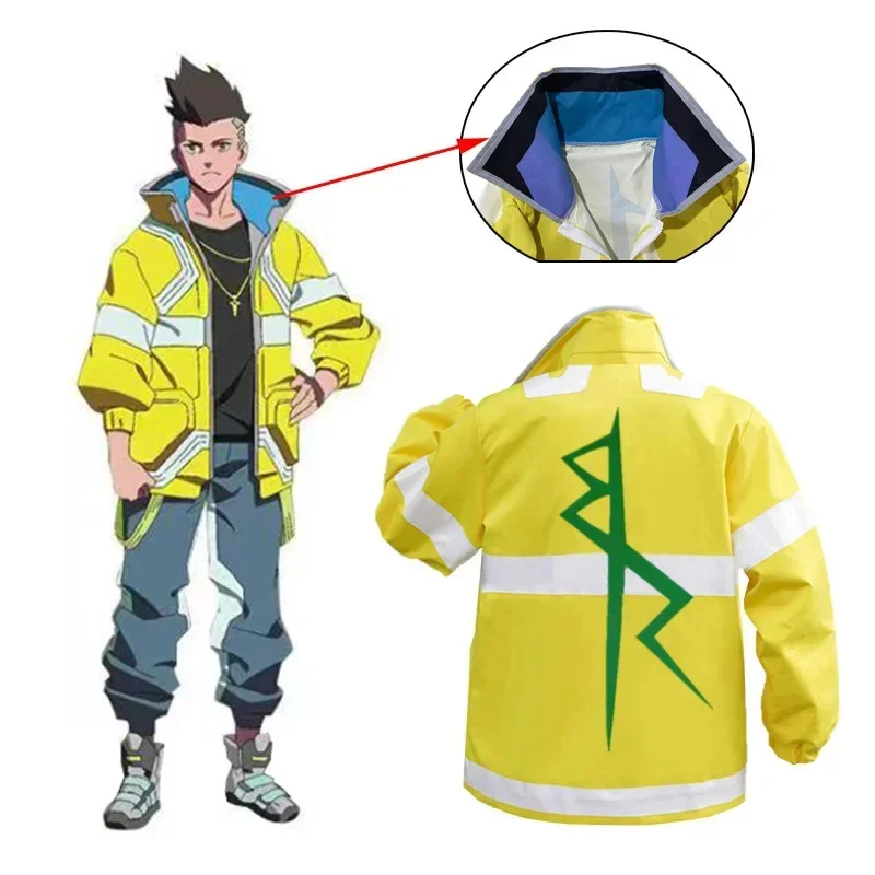 Cyberpunk Edgerunners Cosplay Costume Anime David Martinez Halloween Stand Collar Jacket Hoodie Zipper Punk Adult Coat