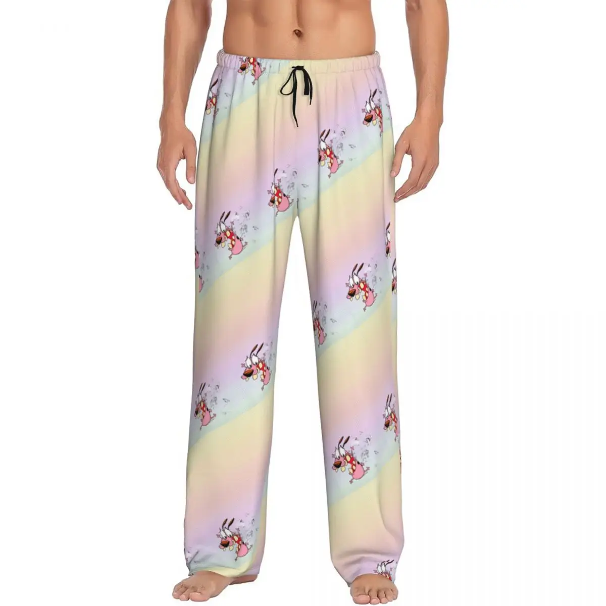 Custom C-Courage The Cowardly Dog Pajama Pants Sleepwear Men Elastic Waistband Sleep Lounge Bottoms with Pockets